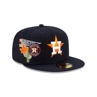 Blue Houston Astros Hat - New Era MLB City Patch 59FIFTY Fitted Caps USA6258013